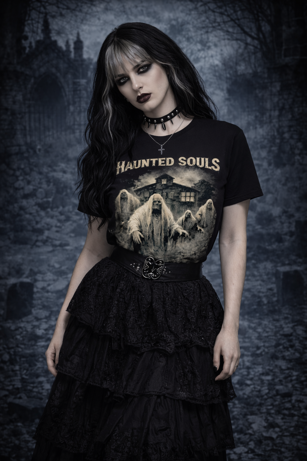Haunted Souls Tee – Dark Matter Vintage Ghost Horror Shirt | Gothic Paranormal Apparel