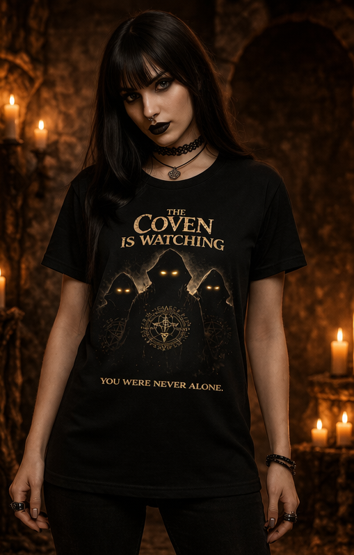 The Coven Is Watching Tee – Occult Horror Shirt | Dark Matter Apparel