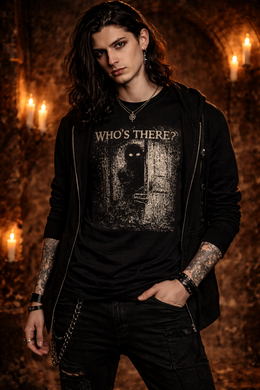 WHO’S THERE? Fractured Presence Tee – Dark Matter Horror Graphic T-Shirt