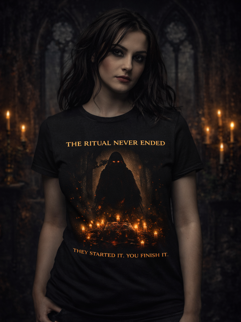 The Ritual Never Ended Tee – Occult Horror Shirt | Dark Matter Gothic