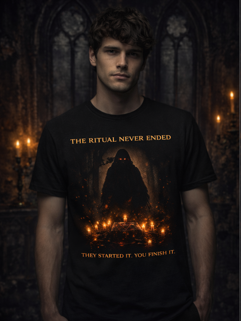 The Ritual Never Ended Tee – Occult Horror Shirt | Dark Matter Gothic